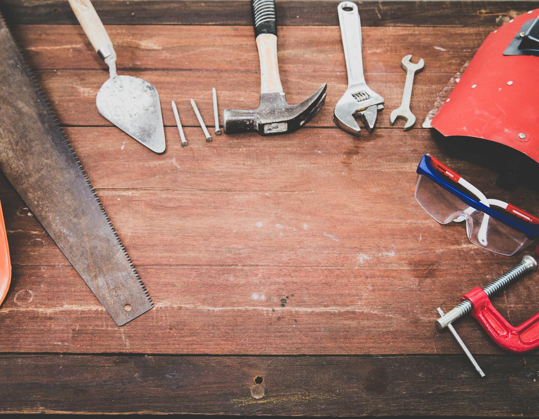 A set of hand tools laid out